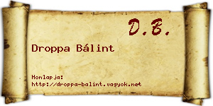 Droppa Bálint névjegykártya